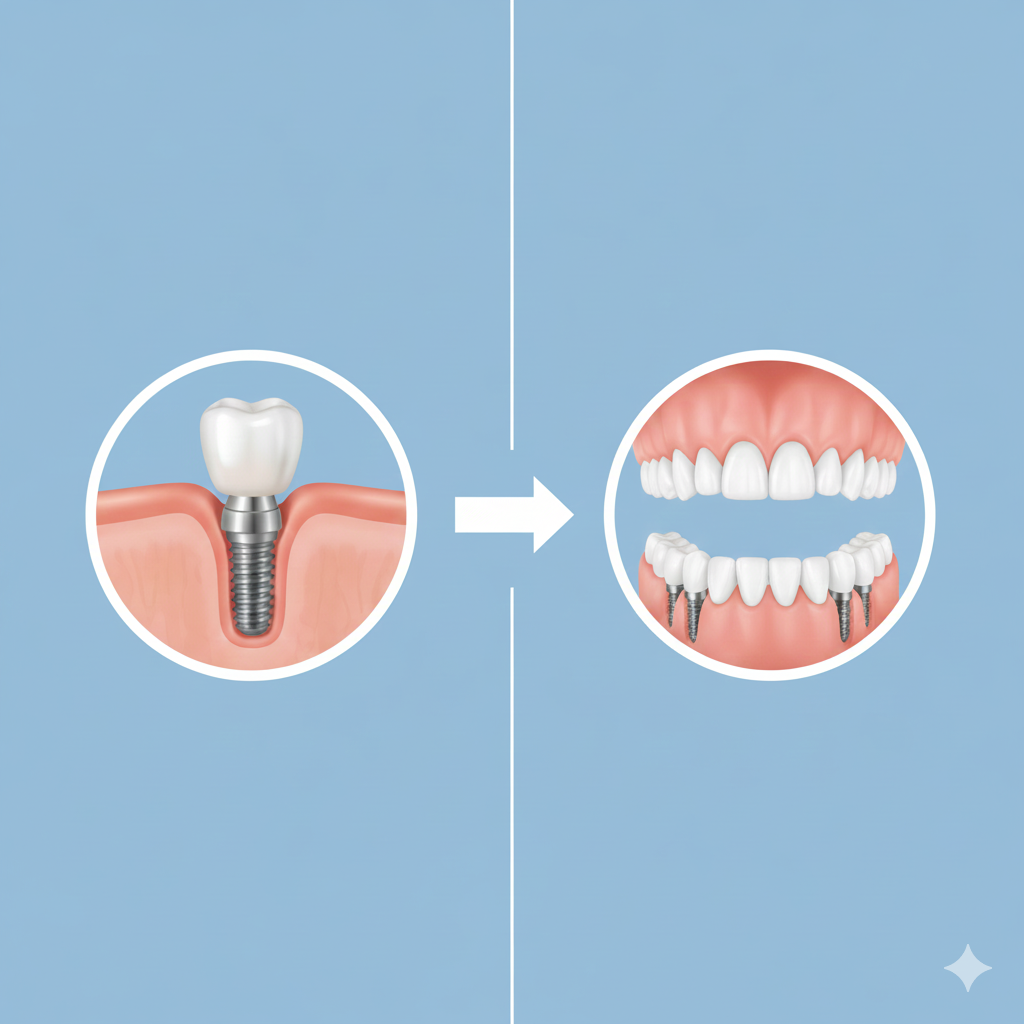 Gemini_Generated_Image_chqqg6chqqg6chqq 左圖為傳統植牙、右圖為all-on-4速定植牙